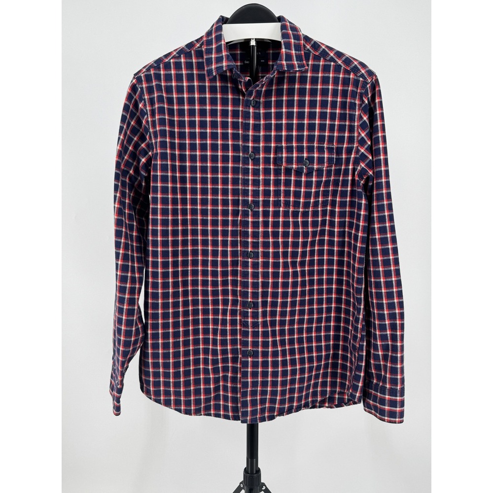 Gap Mens Classic Fit Plaid Button Down Shirt Blue Red Check 916935-01 M